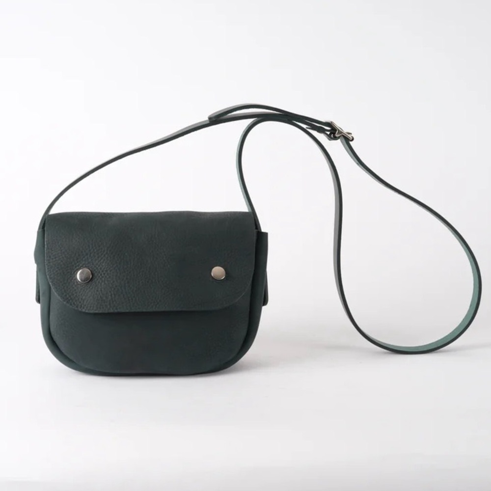 KATE SHERIDAN Crossbody Top Grain Leather 
Po Petrol Orbed Pop Bag
